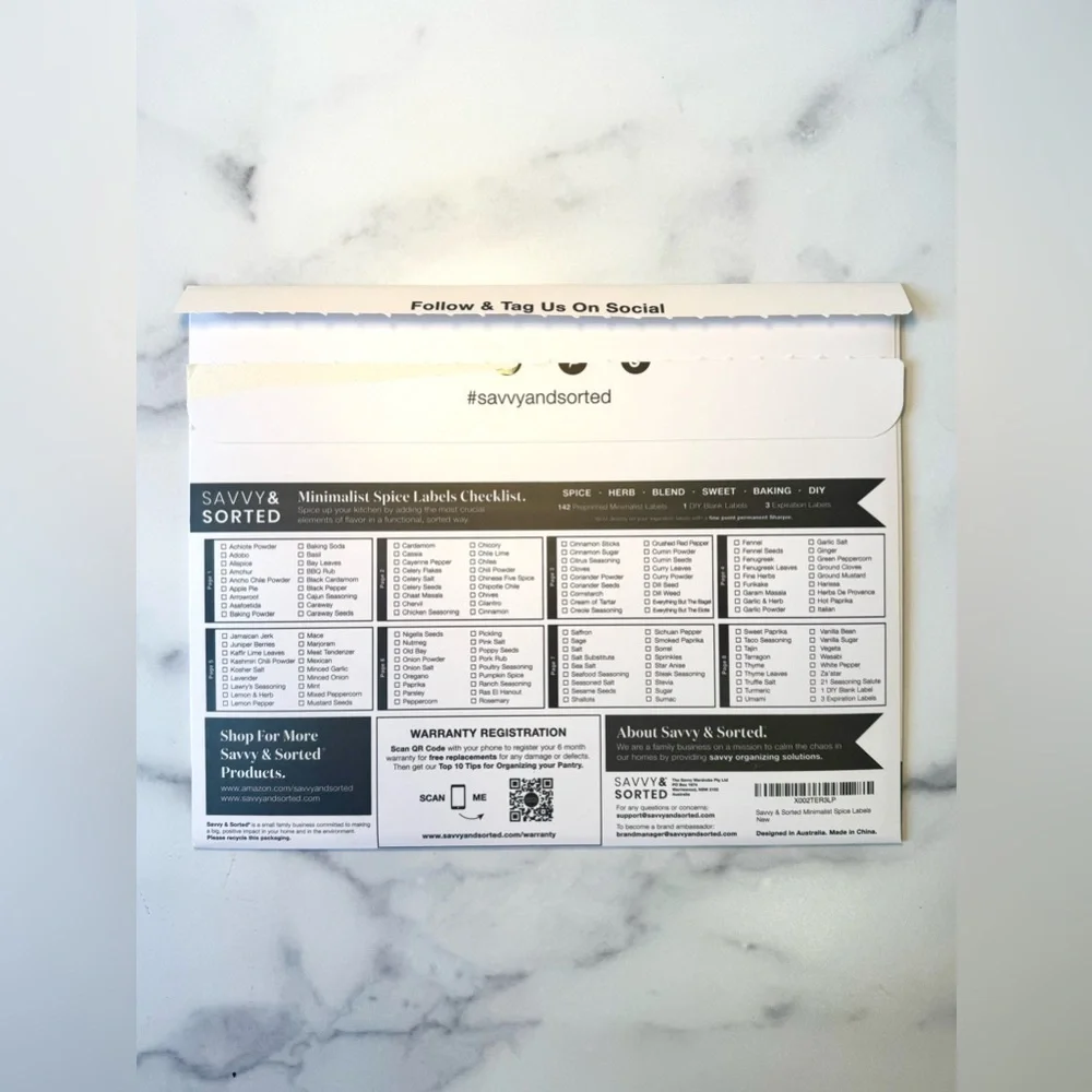 NEW Savvy & Sorted Minimalist Spice Jar Labels